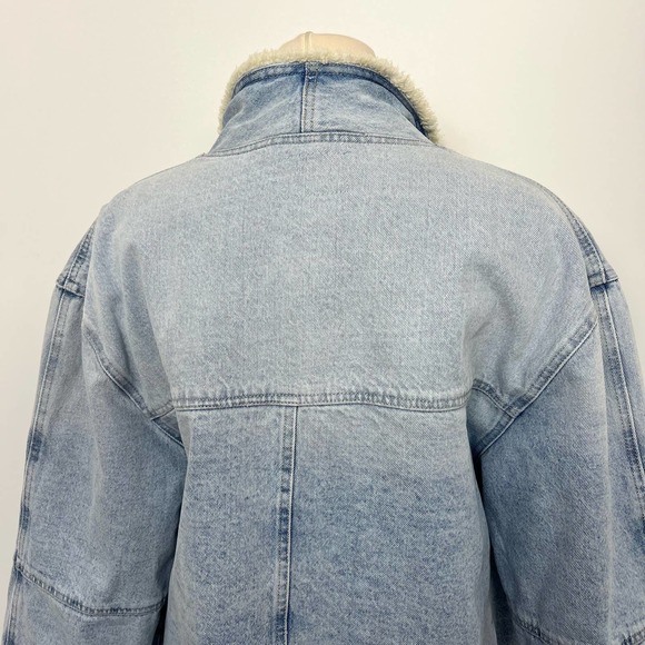 Free People Twisted Heart Cozy Denim Jacket Sherpa Lined | Size: Large - Picture 7 of 11